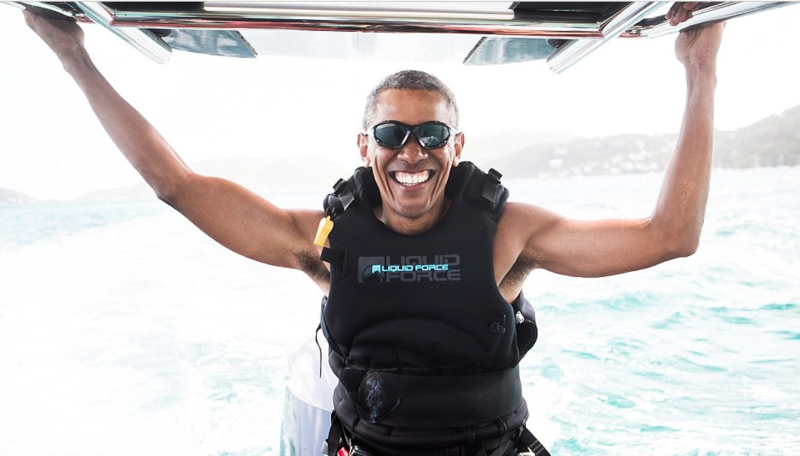 Barack Obama esquiando
