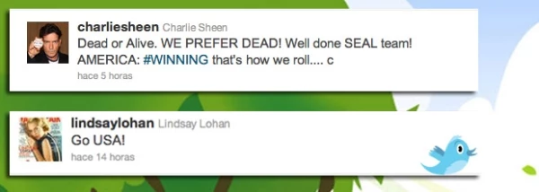 Charlie Sheen y Lindsay Lohan animaron la labor por la muerte del líder de Al Qaeda.