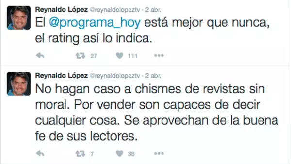 El productor aclaró que el rating de Hoy se encuentra bastante bien, y desacreditó los comentarios de algunas revistas nacionales.