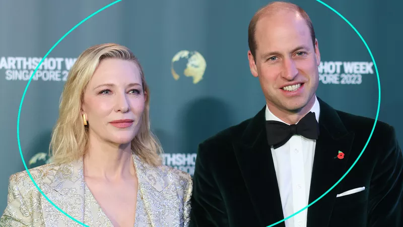 Cate Blanchett y el príncipe William se encuentran en la alfombra verde