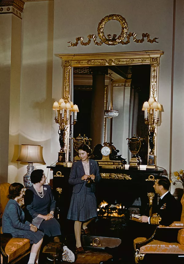 La princesa Margarita, la reina Isabel, la princesa Isabel y el rey Jorge VI.