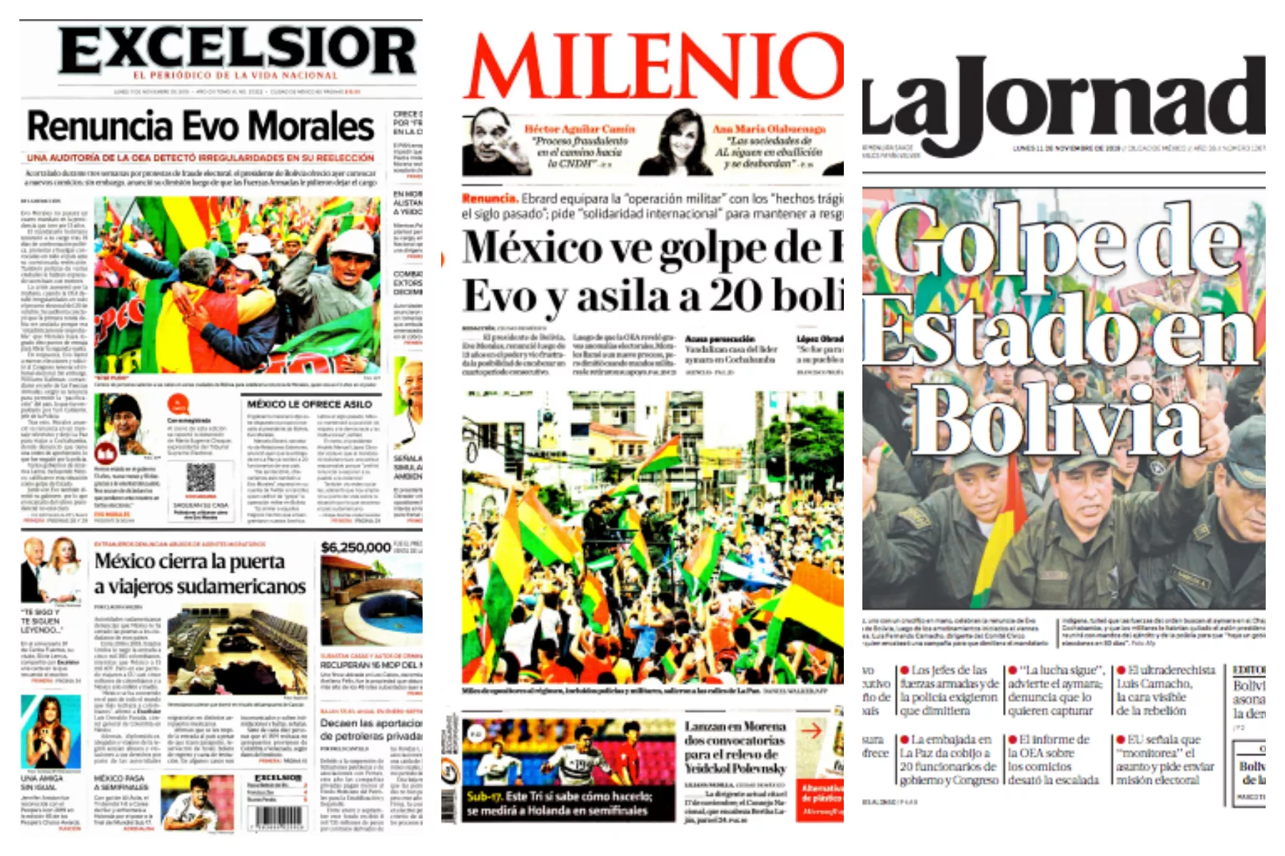 Portadas del 11 de noviembre de 2019