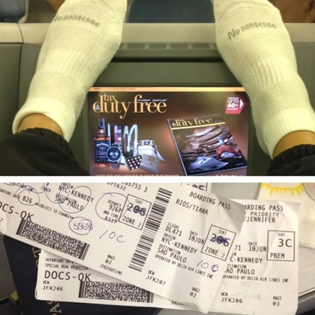 Compartió esta foto en la que a bordo presumía el boleto de avión que la llevaría directo a Brasil desde Nueva York.