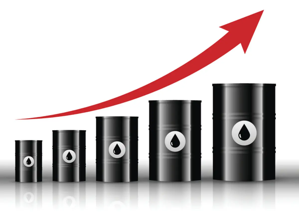 Gráfica con barriles de petróleo.