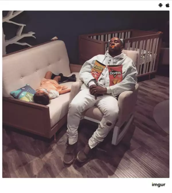 Kanye West después de comer mucha comida chatarra.