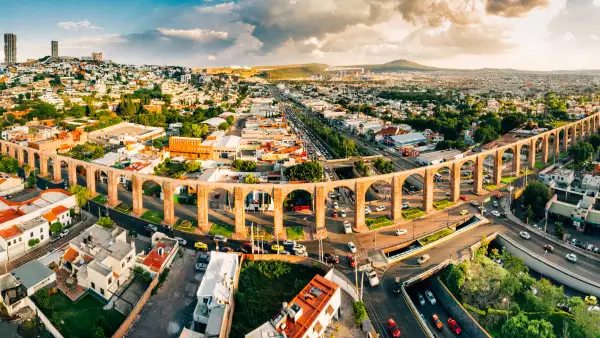 Panoramic Aerial View of Santiago de Queretaro Mexico