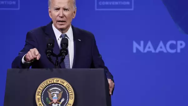Estados Unidos El presidente Joe Biden habla en la 115a Convención Nacional de la NAACP en el Centro de Convenciones de Mandalay Bay el 16 de julio de 2024 en Las Vegas, Nevada. Biden regresó a la campaña, pronunciando discursos en la convención de la NAACP hoy, y lo hará mañana en la Conferencia Anual de UnidosUS durante una visita al estado del campo de batalla de Nevada.