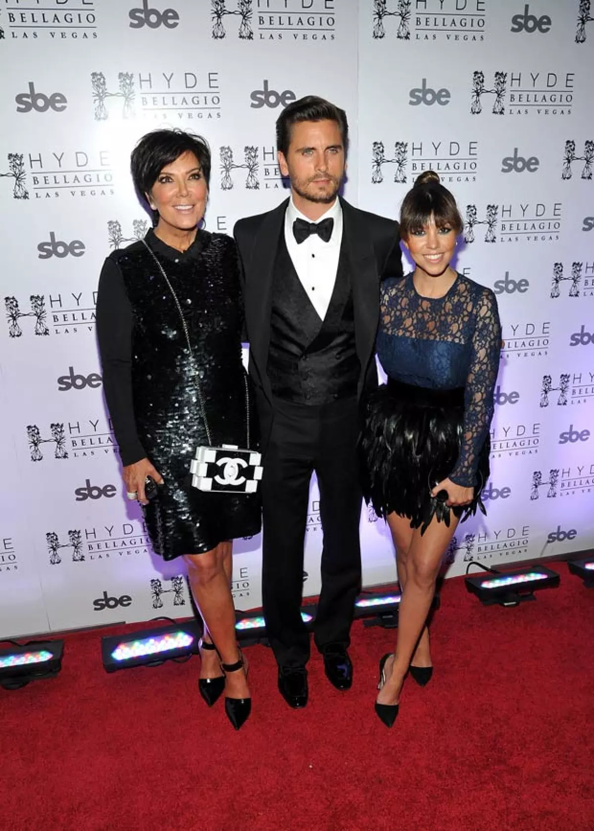 Kris con Kourtney y Scott en una red carpet, cuando ellos aún estaban juntos.