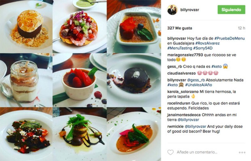 Billy compartió un poco de la degustación para su menú de bodas.