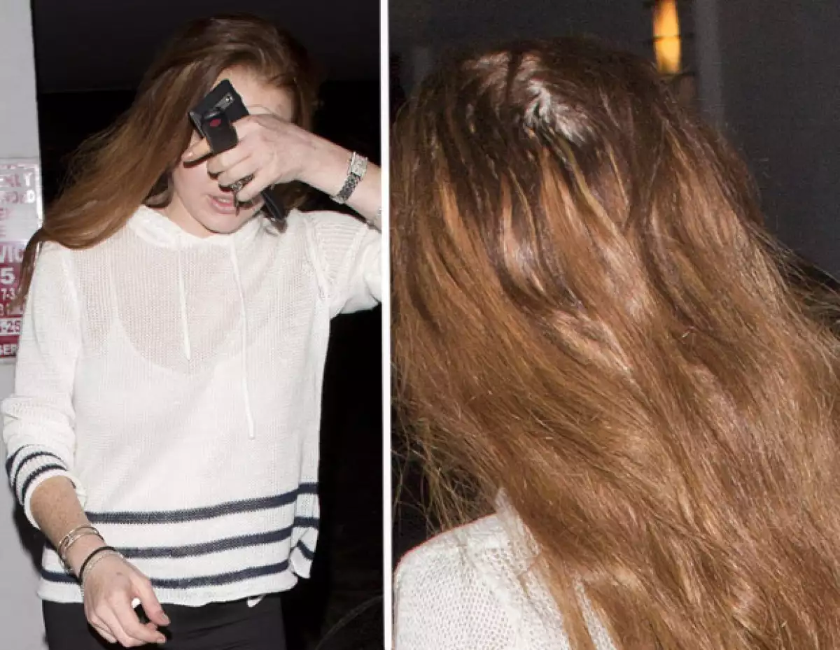La actriz estadounidense fue captada al salir de un restaurante de Beverly Hills, en donde dejó al descubierto que está perdiendo grandes cantidades de su pelo.