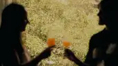 Dos mujeres brindando con una copa en una terraza