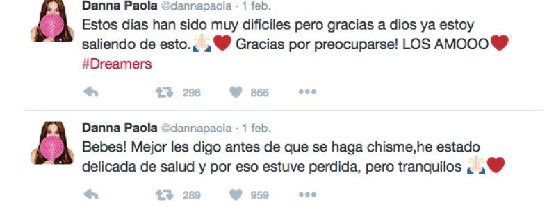 La cantante reveló su estado de salud a través de sus redes sociales.