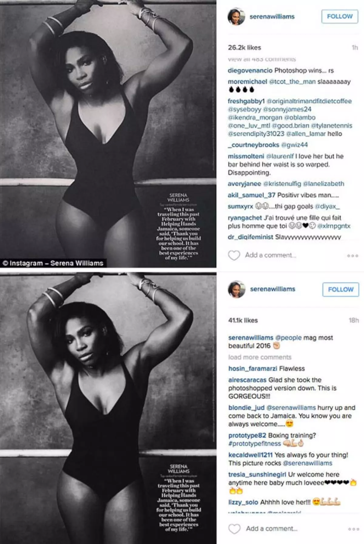 Daily Mail logró captar la primera foto (la retocada) y la segunda que compartió corrigiendo su error de Photoshop.