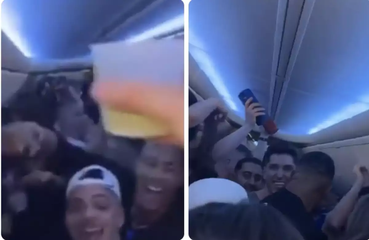 Así transcurrió la fiesta durante el vuelo a Cancún 