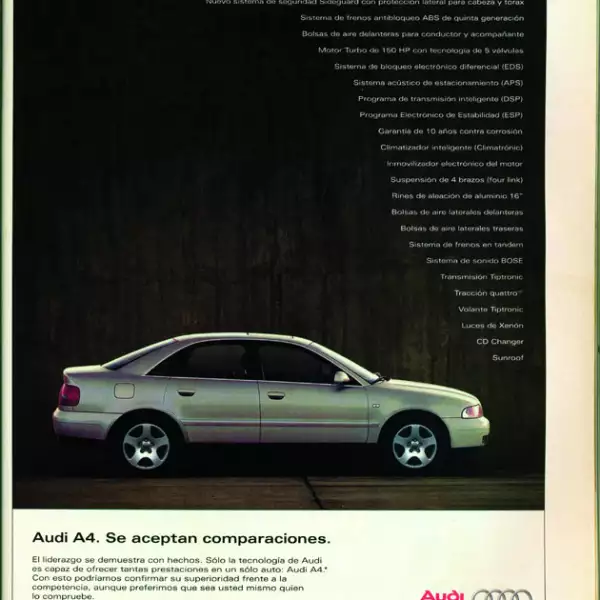 AUDI. Siempre referente en la industria automotriz, sus campañas hoy igual que ayer muestran poder en sus vehículos. Aquí en 2000 y 2015.