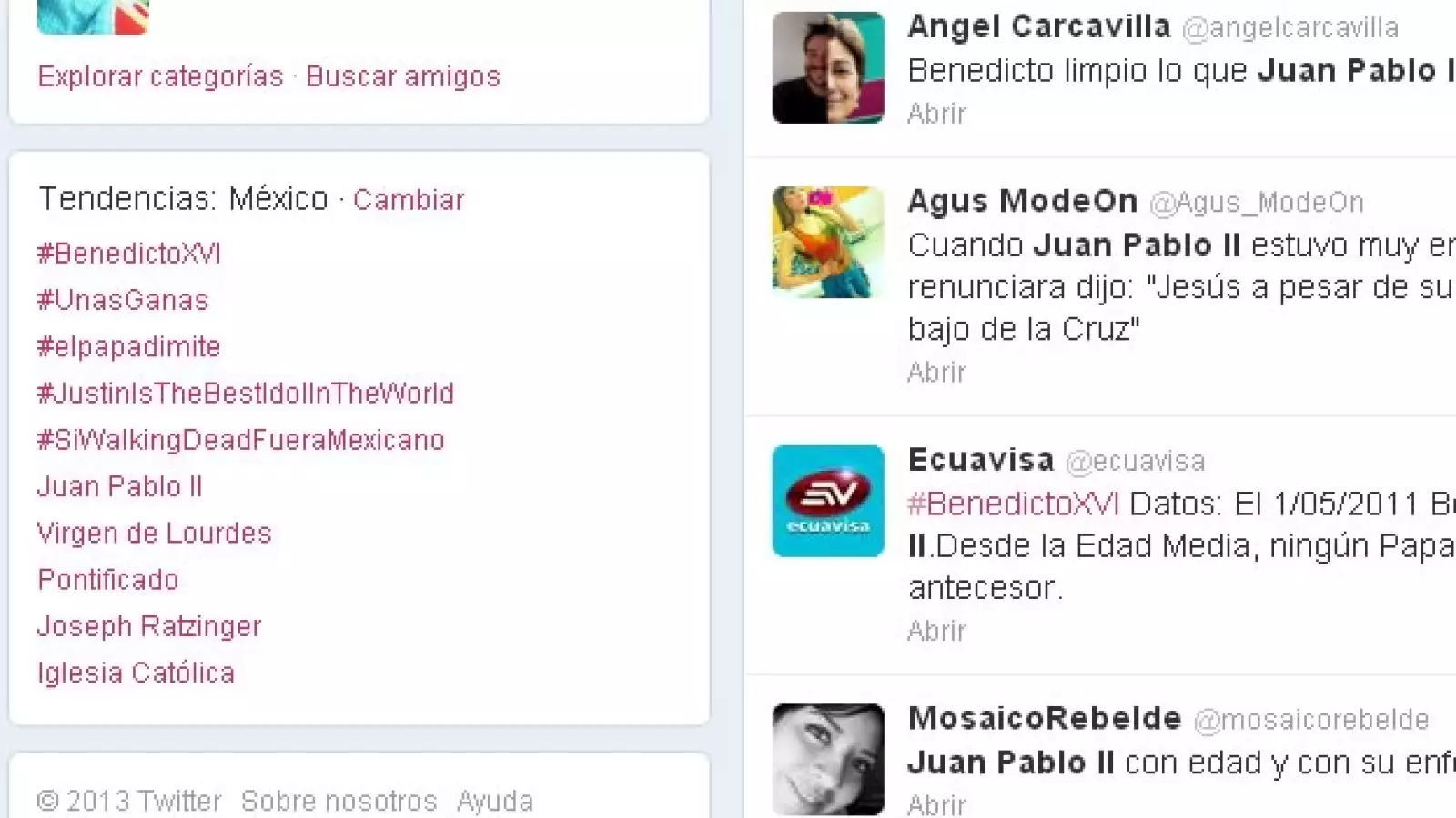 Trending Topic Globales renuncia papa