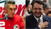 De lado izquiero, "Alito" Moreno, presidente del PRI. De lado derecho, "Andy" López Beltrán, hijo del expresidente AMLO. 