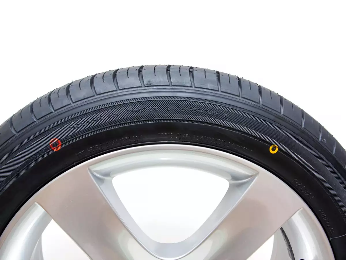 ¿Por qué las llantas nuevas tienen un punto rojo y uno amarillo?