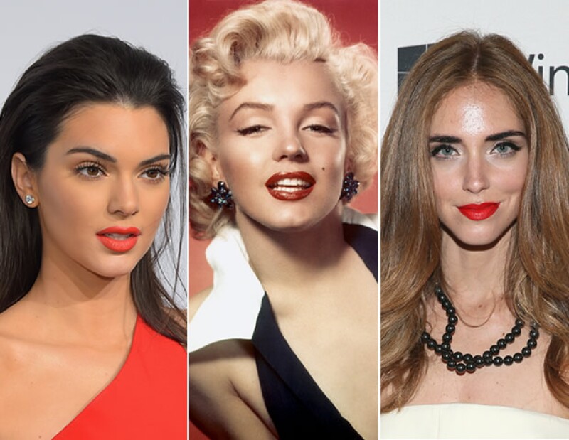 Marilyn Monroe es la clásica imagen de los labios rojos. Hoy, Kendall Jenner y Chiara Ferragni son fanáticas.