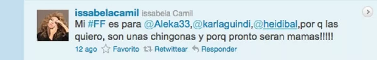 Issabela felicita a su hermana, a su cuñada Heidi Balvanera y a su amiga Karla Guindi.
