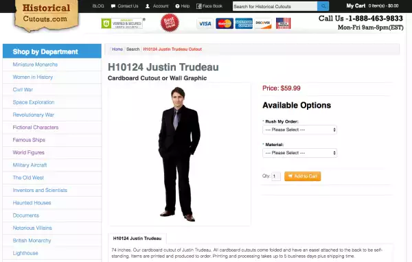 Cartón tamaño real de Justin Trudeau
