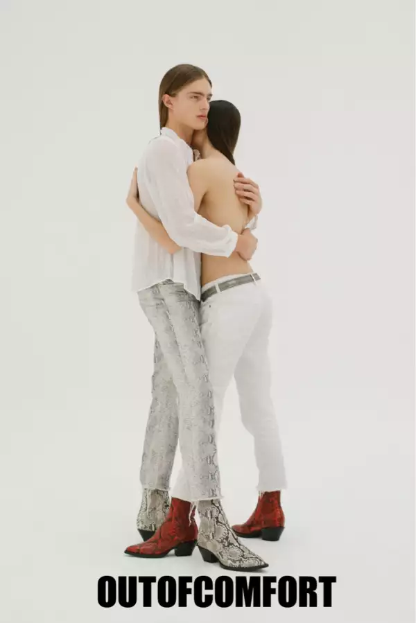 Botas Unisex Pitón Nude y Rojo 