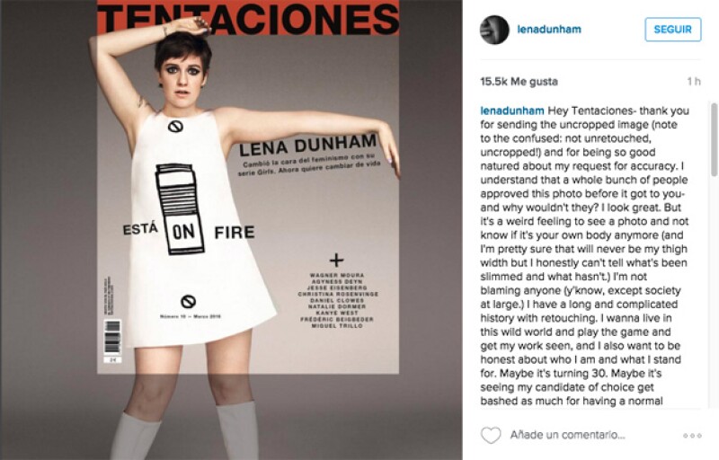 Lena mostró la foto que le enviaron donde su cuerpo no había sido cortado, sin embargo, la edición para hacerla ver más delgada seguía.