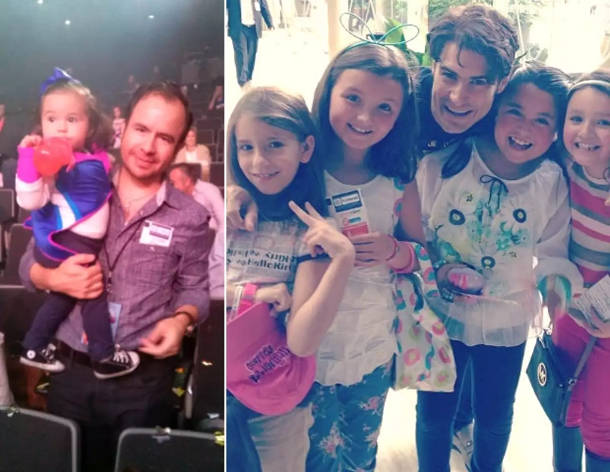 Izquierda: César Nava y su hija Inés. Derecha: Alex Sirvent y algunas asistentes.