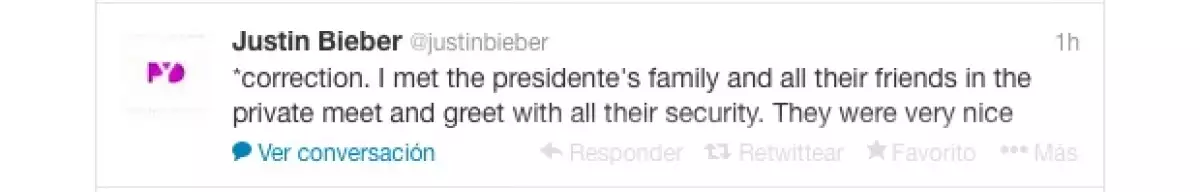 Éste fue el mensaje que publicó Bieber tras eliminar el primero en el que decía que había conocido al presidente.