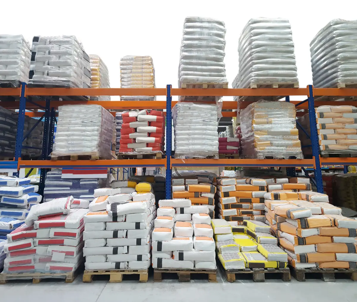 Sacos de concreto apilados