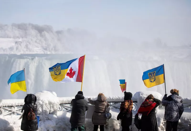 People rally in support of Ukraine, in Niagara Falls