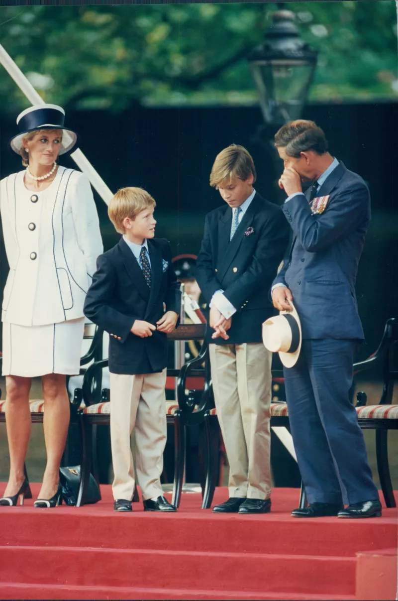 Princesa Diana, príncipe Harry, príncipe William y el príncipe Carlos