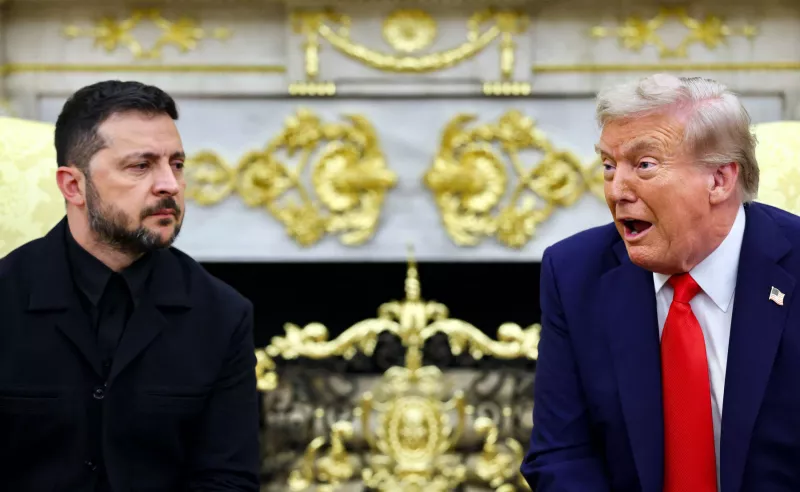 El presidente de los Estados Unidos, Donald Trump, y el presidente ucraniano Volodymyr Zelenskiy se reúnen en la Oficina Oval de la Casa Blanca, en medio de negociaciones para poner fin a la guerra rusa en Ucrania, en Washington, D.C., EE. UU., el 18 de agosto de 2025. (Imagen principal del artículo web "Trump descarta alto al fuego en Ucrania y plantea reunión trilateral con Putin y Zelenski")