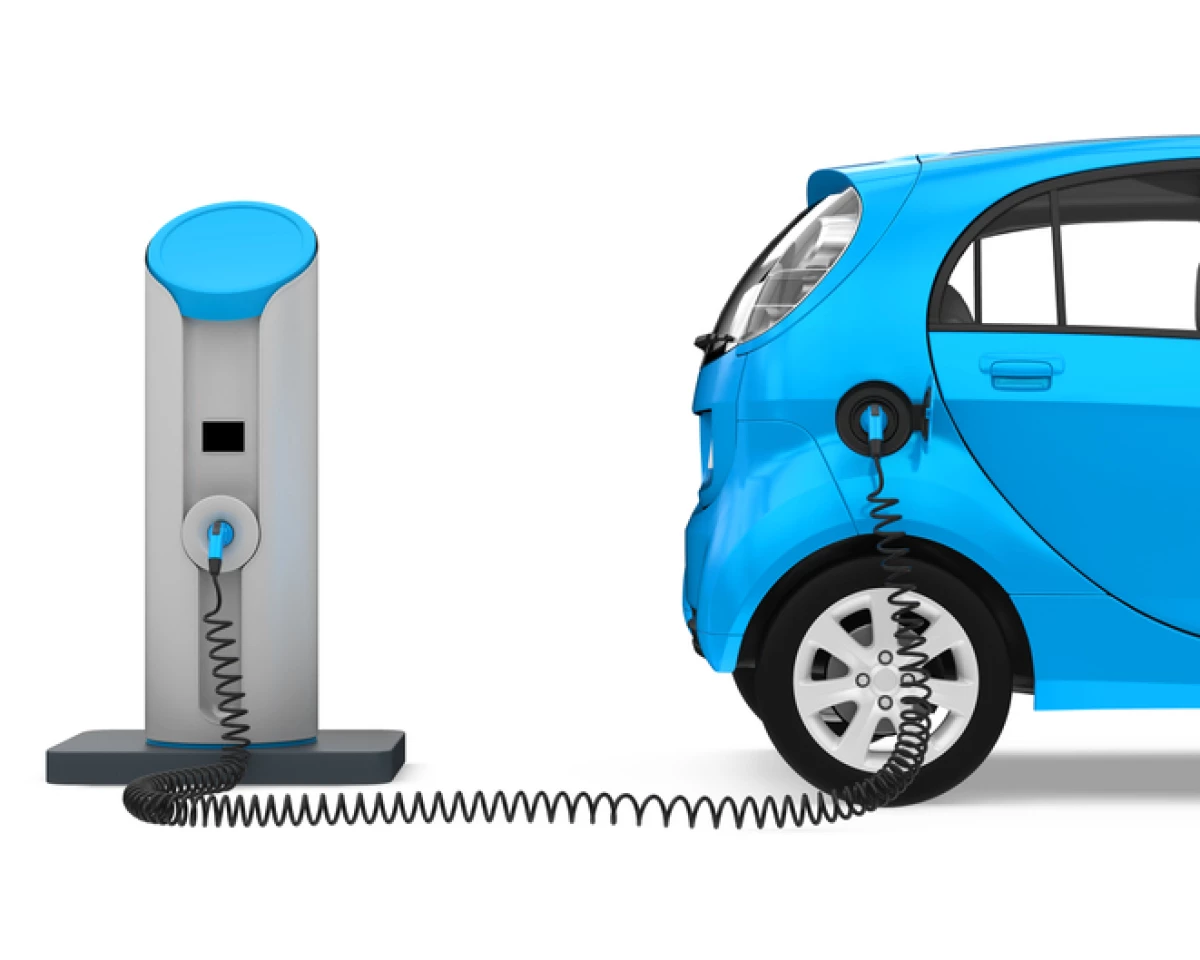 Electric Car in Charging Station