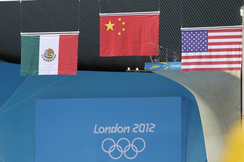 Bandera de México, China y Estados Unidos.