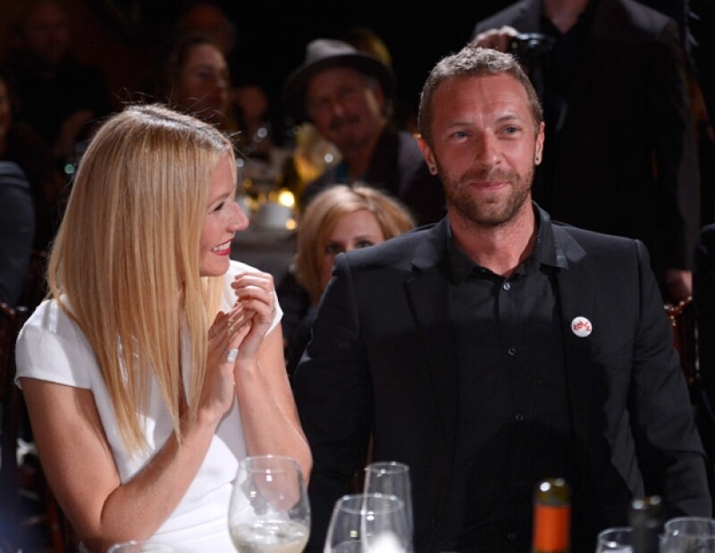 Gwyneth Paltrow y Chris Martin el 11 de enero de 2014 en la gala de Sean Penn para recaudar fondos para Haití.
