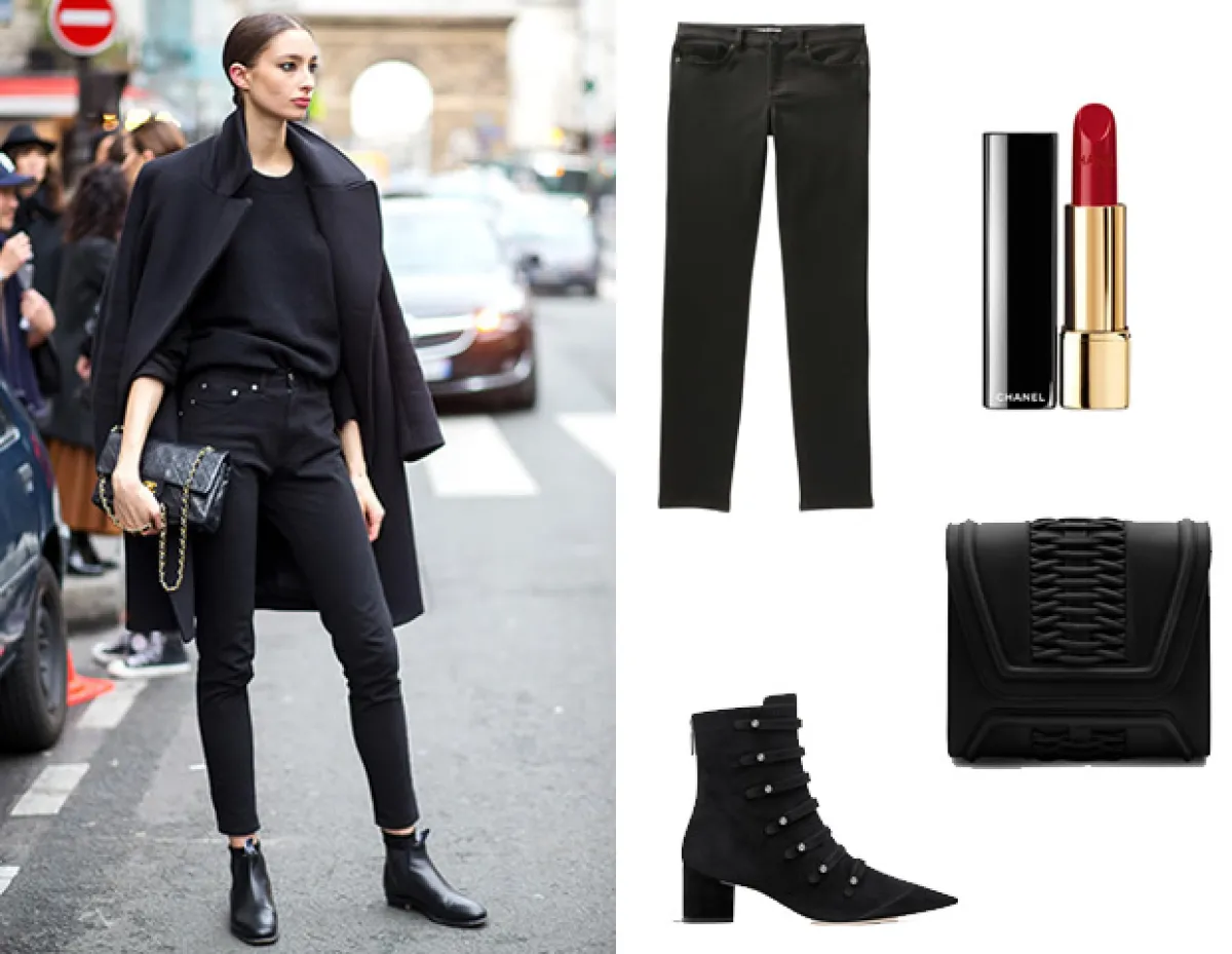 Un look casual, pero edgy para un date en uno de los lugares más cool de la ciudad. (Créditos: Jeans negros de Joe Fresh, Lipstick Chanel, Botines Dior y clutch Yliana Yepez.