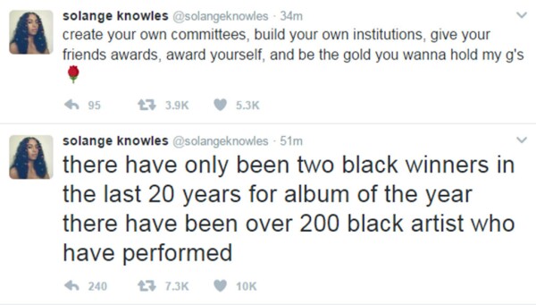 Tuits de Solange vs twitter