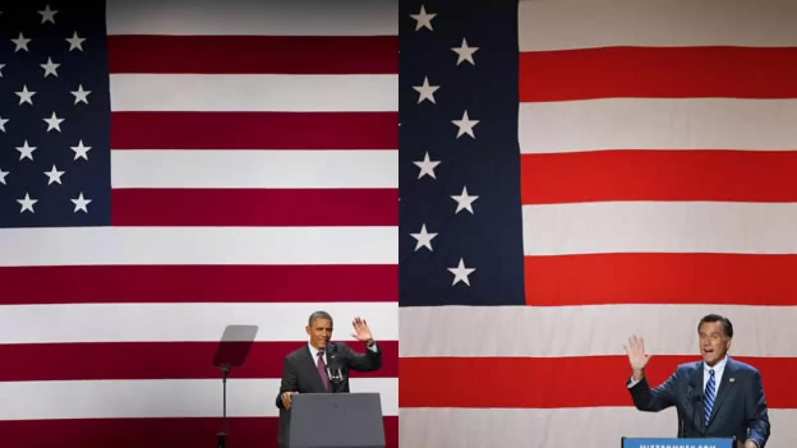 Obama Romney eventos publicos bandera