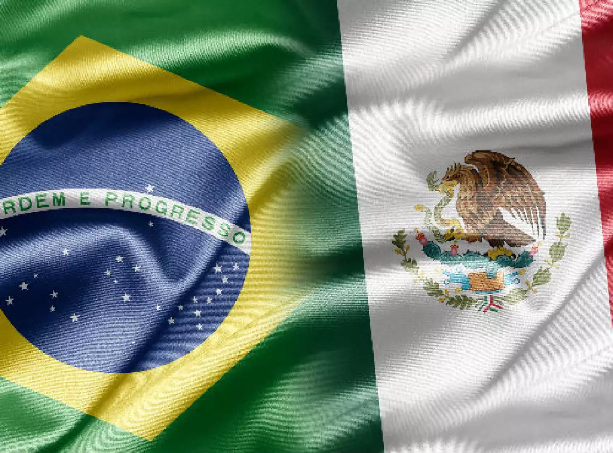 banderas de M�xico y Brasil