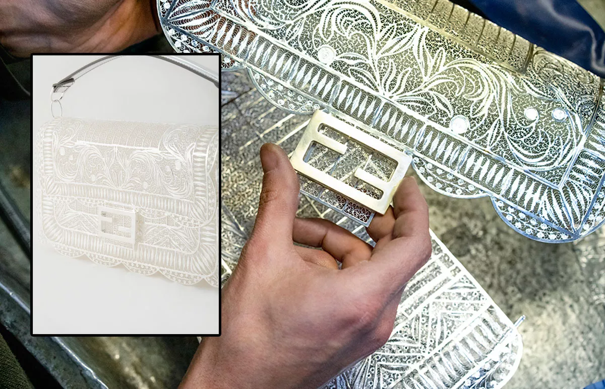 Fendi Baguette Hand in Hand Filigrana 