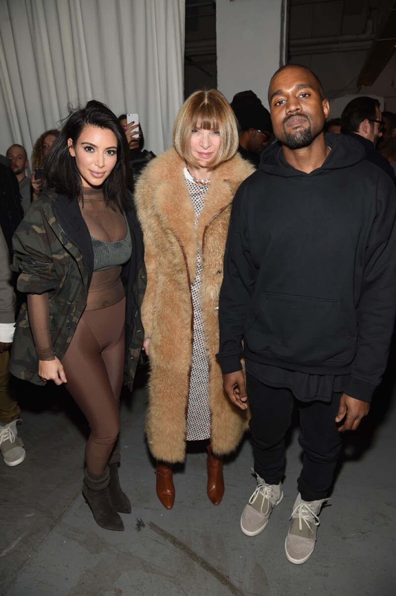 Kim, Anna Wintour y Kanye West en la reciente Semana de la Moda de Nueva York.