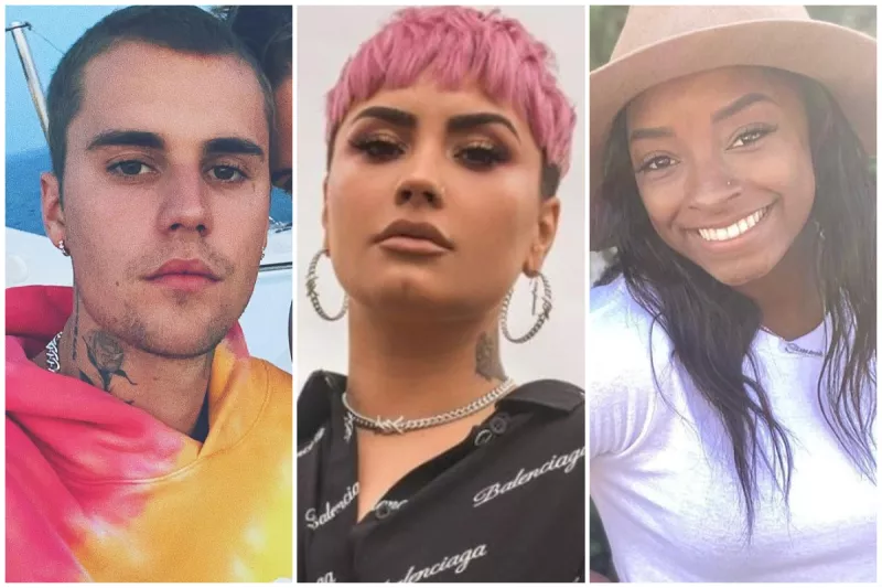 Justin Bieber, Demmi Lovato y Simone Biles