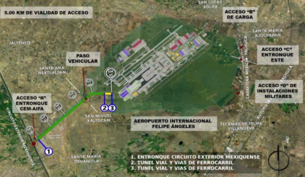 Accesos habilitados pro la SEDENA en el AIFA
