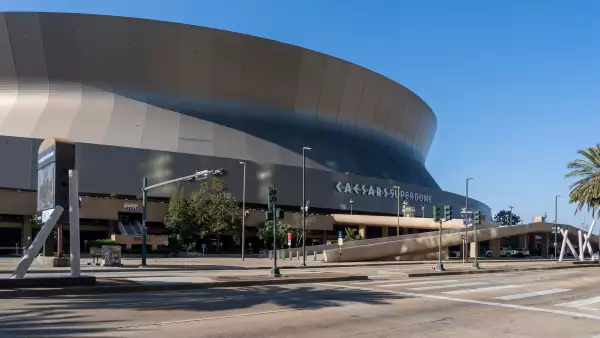 Caesars Superdome sign on the building in New Orleans, Louisiana, USA.