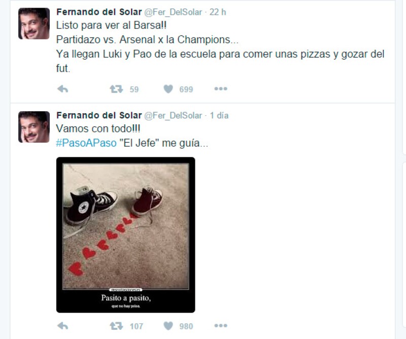 Estos han sido algunos de los tuits con los que Fer se ha mantenido activo en sus redes sociales.