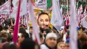 Una manifestación de apoyo al gobierno de la presidena Claudia Sheinbaum.