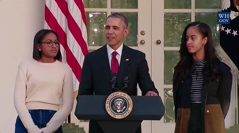 Sasha, Barack y Malia Obama
