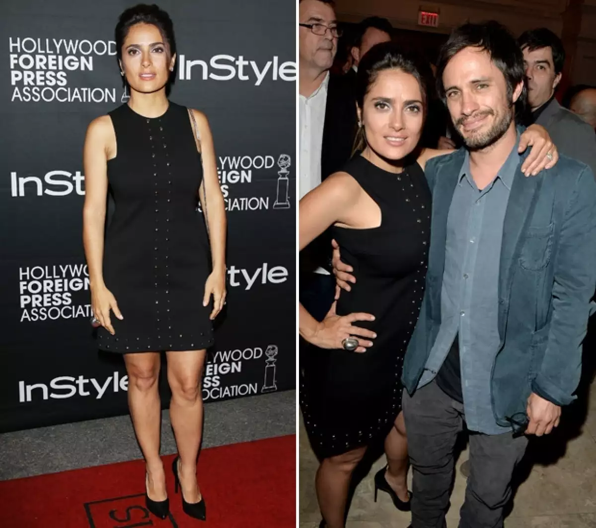 La actriz optó por este sexy vestido negro. En su asistencia a un evento de la revista InStyle se encontró con su compatriota, Gael.