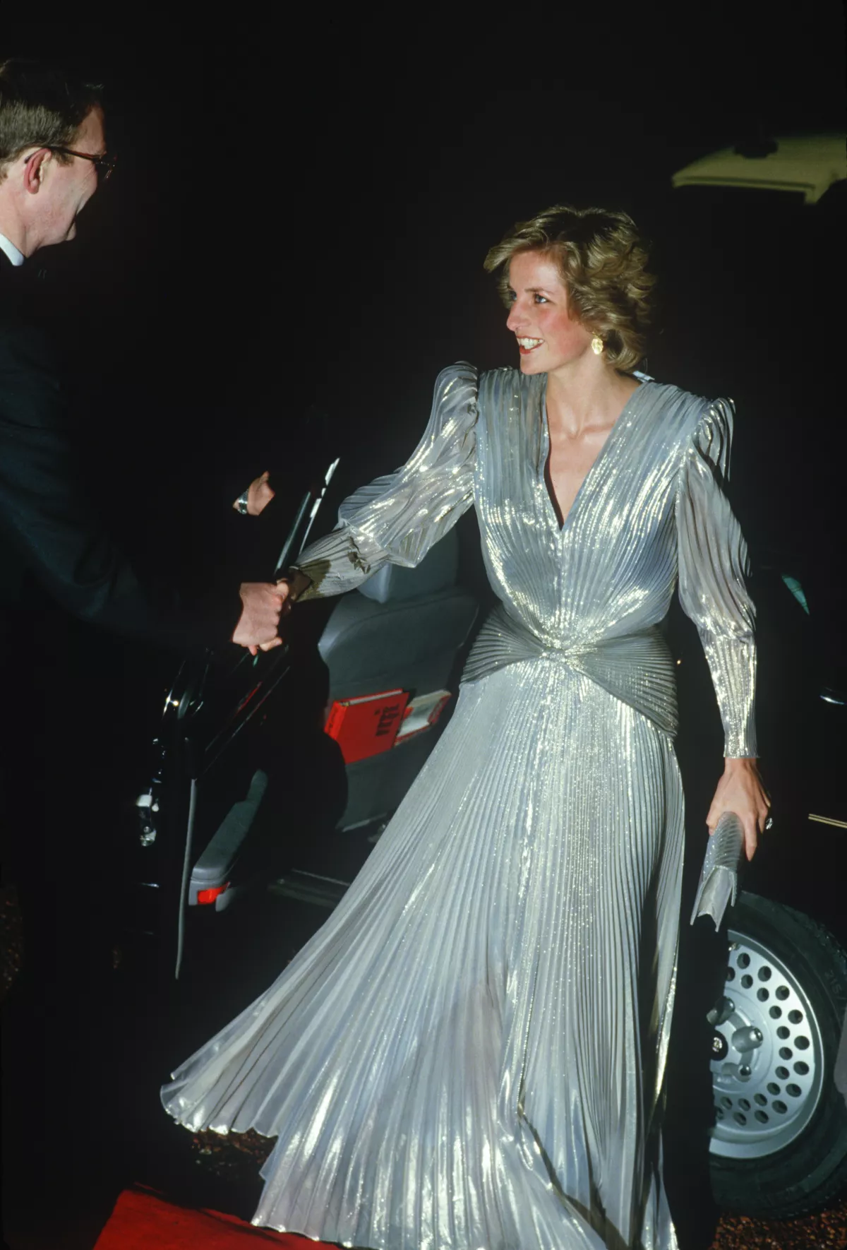 Diana Princess of Wales arrives at the Grosvenor House Hotel in London for a Fashion show